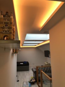 LED strip in coffered ceiling